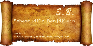Sebestyén Benjámin névjegykártya